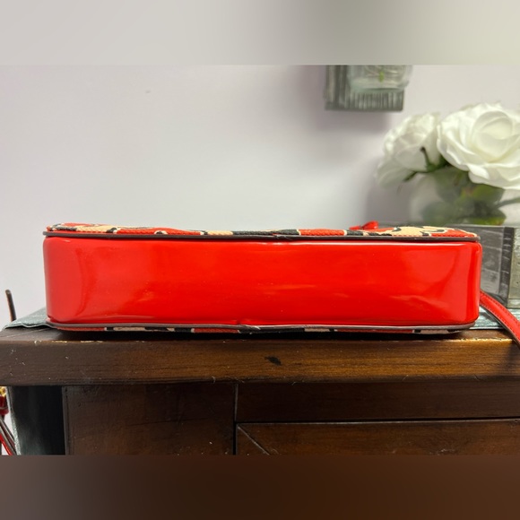 EUC Coach Poppy Flower Scarf Print Red Flight Crossbody - Picture 9 of 15